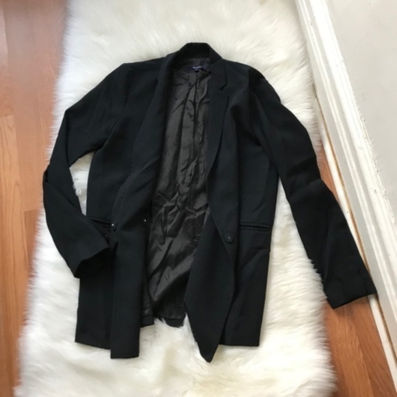 Madewell Black 'Lycée' Drapey Blazer Size 4 - Picture 7 of 8